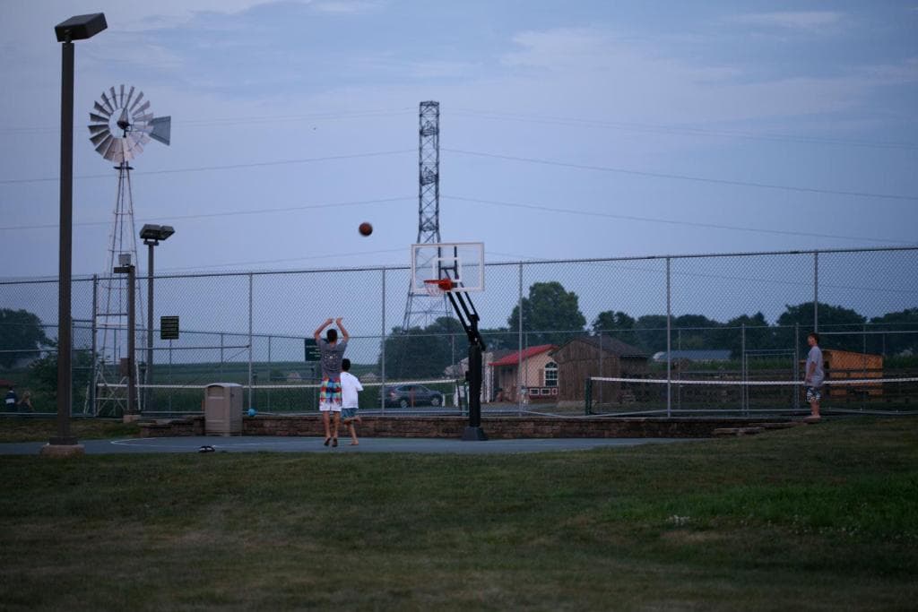 People playing at the basketball court at Bird-in-Hand Family Inn in Bird-in-Hand, PA